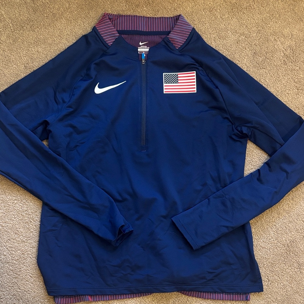 Nike Navy Long Sleeve Top with Flag Patch
